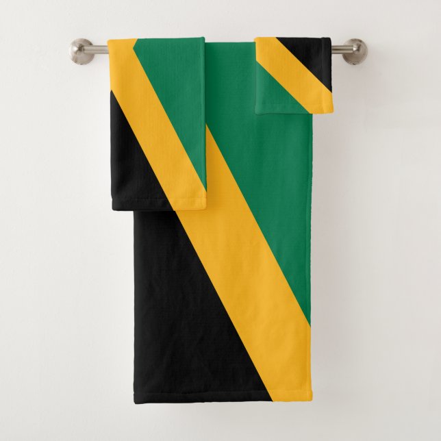 Jamaica Flag Bath Towel Set (Insitu)