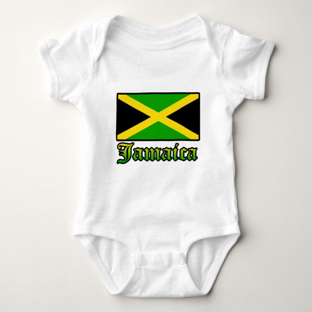 Jamaica Flag, Black, Green and Yellow Baby Bodysuit (Front)