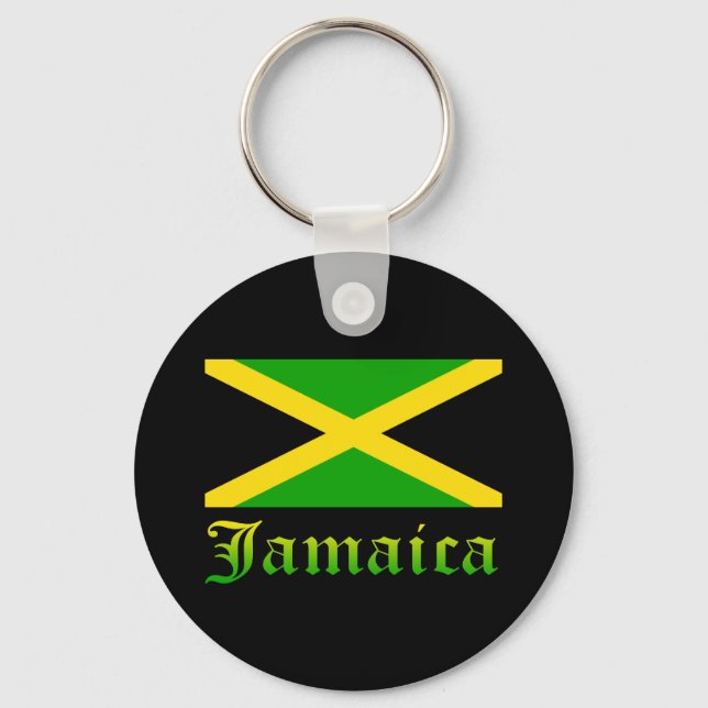 Jamaica Flag, Black, Green and Yellow Key Ring (Front)