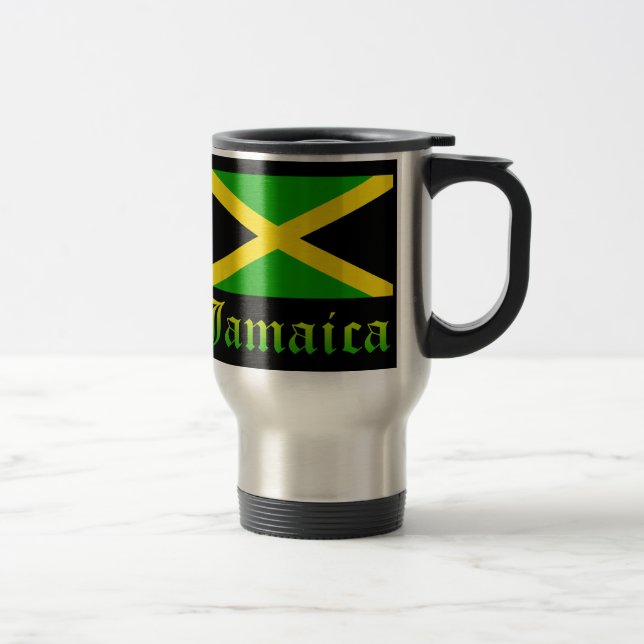 Jamaica Flag, Black, Green and Yellow Travel Mug (Right)
