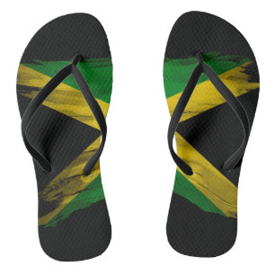 Jamaica flag brush stroke, national flag jandals
