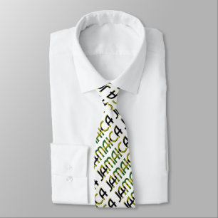 Jamaica Flag Colours Typography Pattern Tie