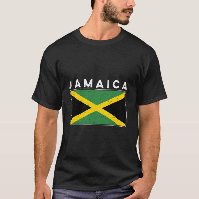Jamaica Flag Distressed Vintage Jamaica Souvenir T-Shirt (Front)