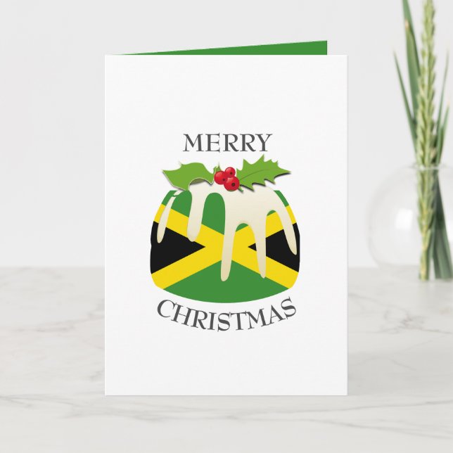 JAMAICA FLAG | Festive Plum Pudding | Christmas Holiday Card (Front)