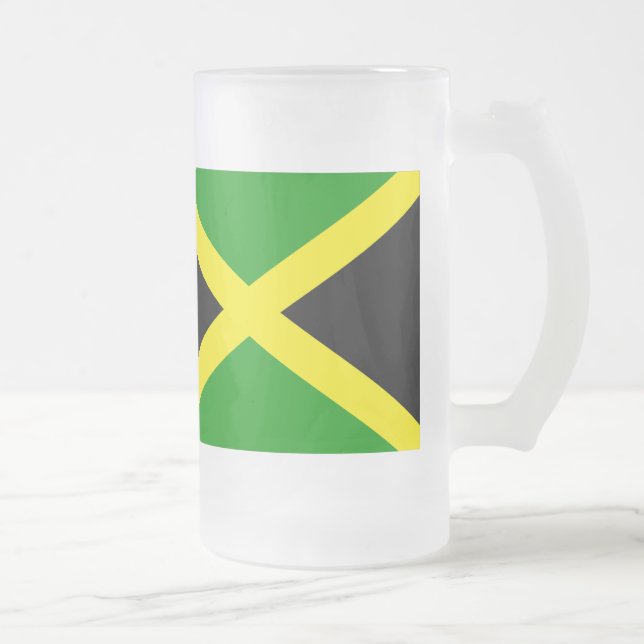 Jamaica Flag Frosted Glass Beer Mug (Right)