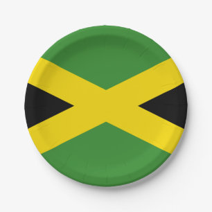 Jamaica Flag Green Black Yellow Caribbean Pride Paper Plate