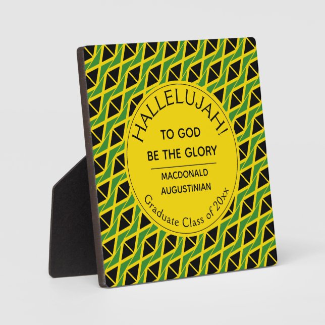 Jamaica Flag HALLELUJAH Personalised Graduate Plaque (Front)