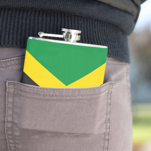 Jamaica flag hip flask (In Situ)