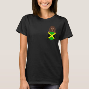 Jamaica Flag Irish Water Spaniel Dog In Pocket T-Shirt