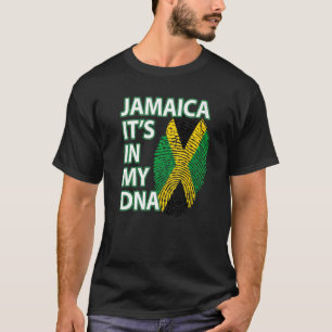 Jamaica Flag It's My Dna Jamaican Love Peace Finge T-Shirt