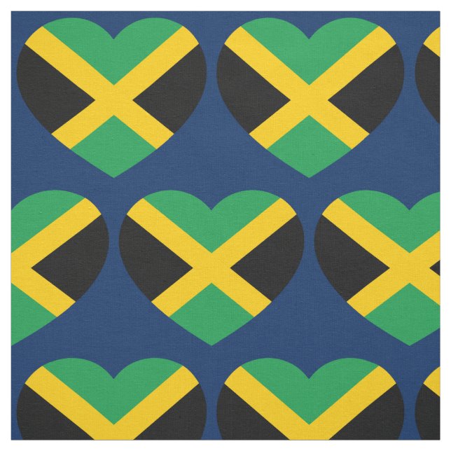 Jamaica Flag Love Heart Pattern Fabric (Swatch)