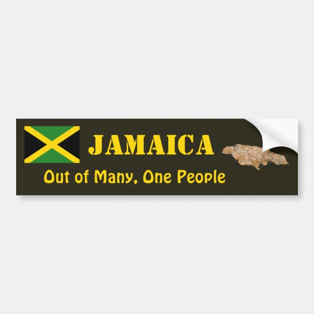 Jamaica Flag + Map Bumper Sticker (Front)