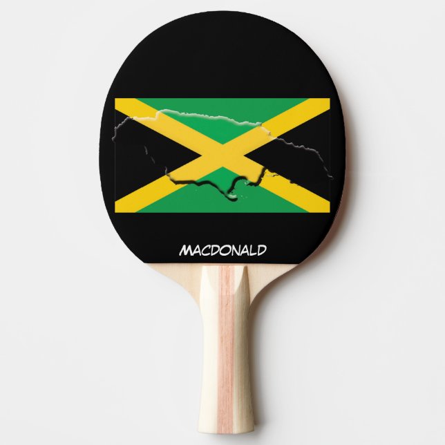 JAMAICA FLAG & MAP Personalised BLACK Ping Pong Paddle (Front)