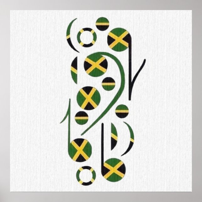 Jamaica Flag Musical Notes Poster (Front)