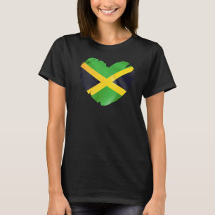Jamaica Flag On Shape Of Heart Jamaican Jamaica T-Shirt