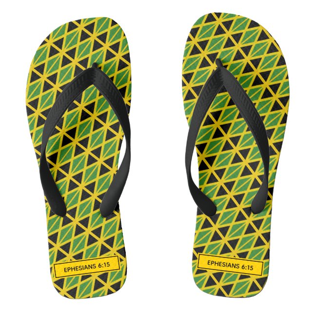 JAMAICA FLAG Patriotic Custom Scripture Carnival Jandals (Footbed)