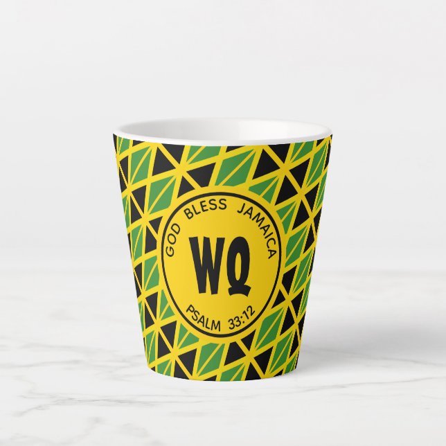 JAMAICA FLAG Patriotic Customisable Yellow Latte Mug (Front)