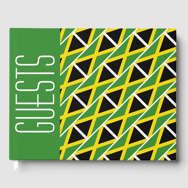 JAMAICA FLAG Patriotic Customised GREEN Jamaican Guest Book (Front)
