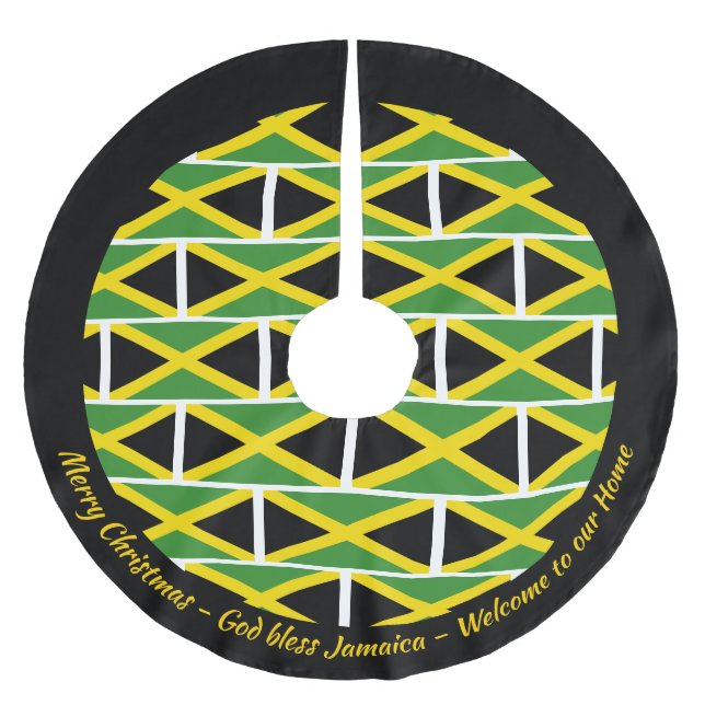 JAMAICA FLAG Patriotic Personalise Your Text Brushed Polyester Tree Skirt (Front)