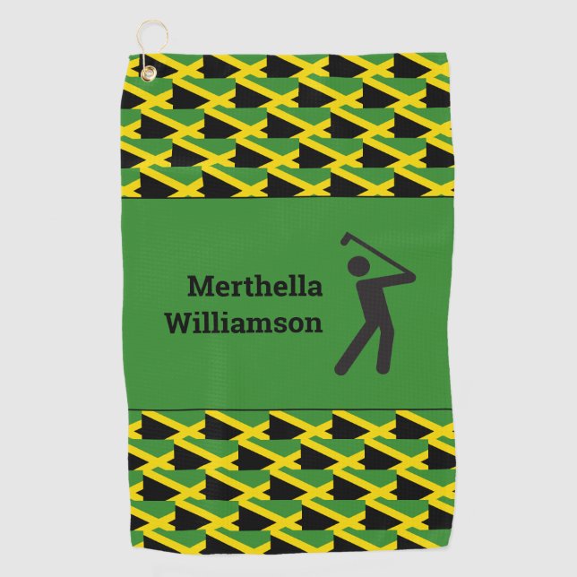 JAMAICA FLAG Pattern Personalised Golf Towel (Front)