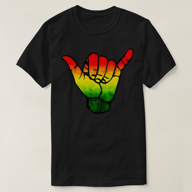Jamaica Flag Rasta Hawaii Shaka Sign  ArtRetro Sha T-Shirt (Design Front)