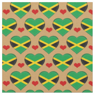 Jamaica Flag & Red Heart fashion Fabric / reggae