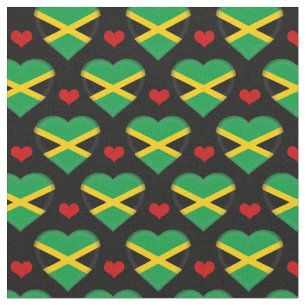 Jamaica Flag & Red Heart fashion Fabric / reggae