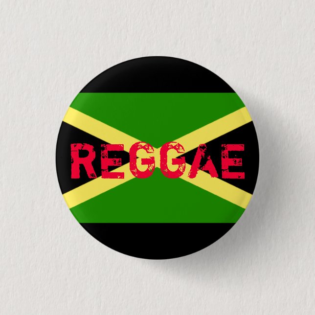 jamaica flag, REGGAE 3 Cm Round Badge (Front)