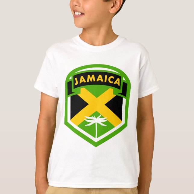 Jamaica Flag Shield Style T-Shirt (Front)