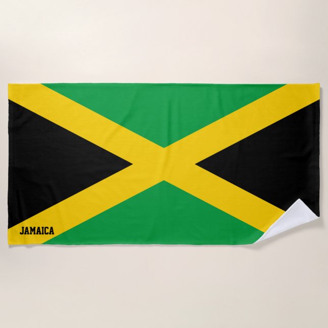 Jamaica Flag Splendid Patriotic Beach Towel (Front)