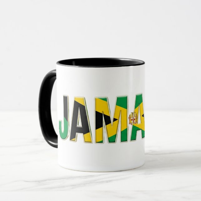 Jamaica Flag Text | Caribbean Pride Design Mug (Front Left)