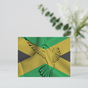 Jamaica flag with a hummingbird  postcard