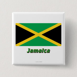 Jamaica Flag with Name 15 Cm Square Badge