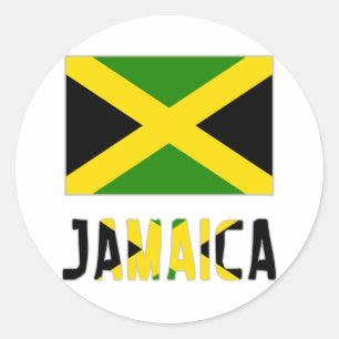 Jamaica Flag & Word Classic Round Sticker