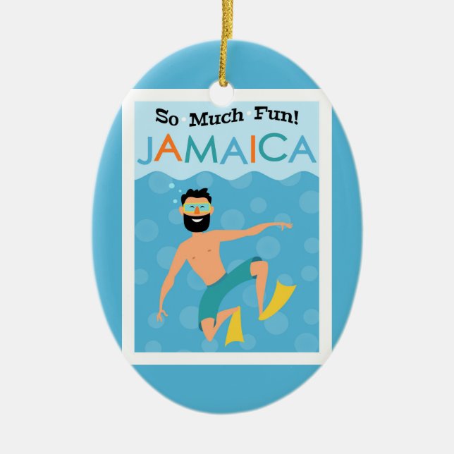 Jamaica Fun Hipster Travel Ceramic Tree Decoration (Front)