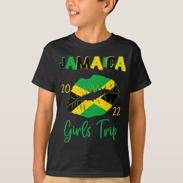Jamaica Girls Trip Vacation Travel Matching Lips 2 T-Shirt (Front)