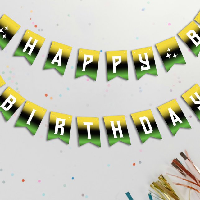 Jamaica Gradient Green Yellow Happy Birthday Bunting (Jamaica Gradient Green Yellow Happy Birthday Bunting Flags
)