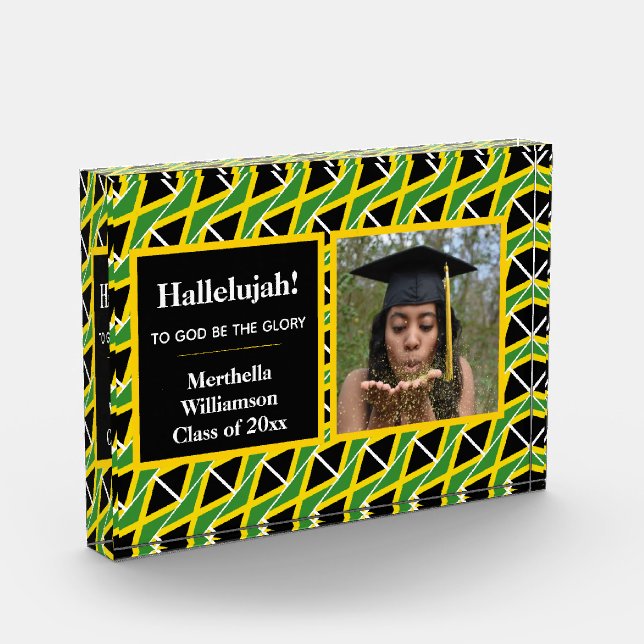 JAMAICA Graduate Custom Photo HALLELUJAH Block (Left)