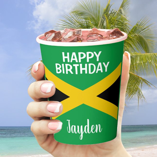 Jamaica Green Black & Gold Jamaican Flag Birthday Paper Cups (Jamaica Green Black & Gold Jamaican Flag Birthday Paper Cups)