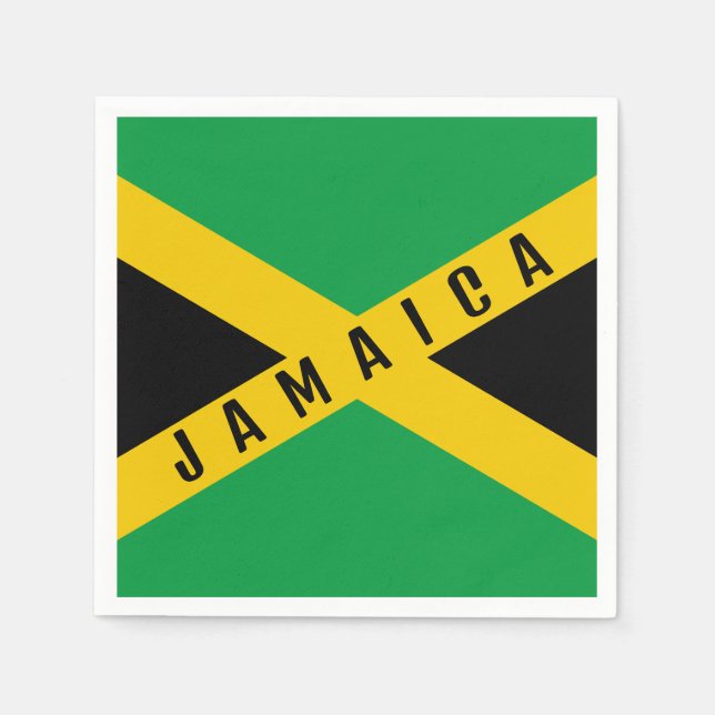 Jamaica Green Black & Gold Jamaican Flag  Napkin (Front)