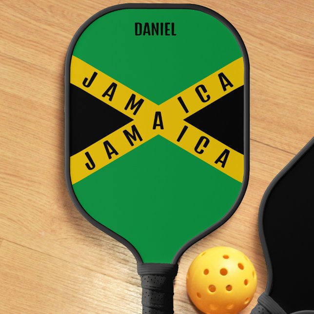 Jamaica Green Black & Gold Name Jamaican Flag Pickleball Paddle (Jamaica Green Black & Gold Name Jamaican Flag Pickleball Paddle)