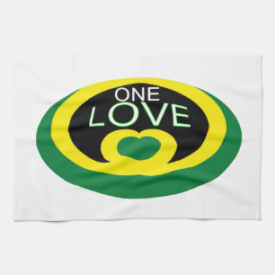 Jamaica heart flag one love heart design tea towel