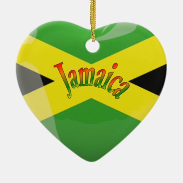 Jamaica Heart Love Ceramic Tree Decoration (Front)