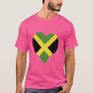 Jamaica Heart Origin Jamaican Flag Roots Vacation  T-Shirt