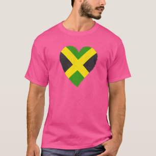 Jamaica Heritage Heart Jamaican Flag Pride T-Shirt