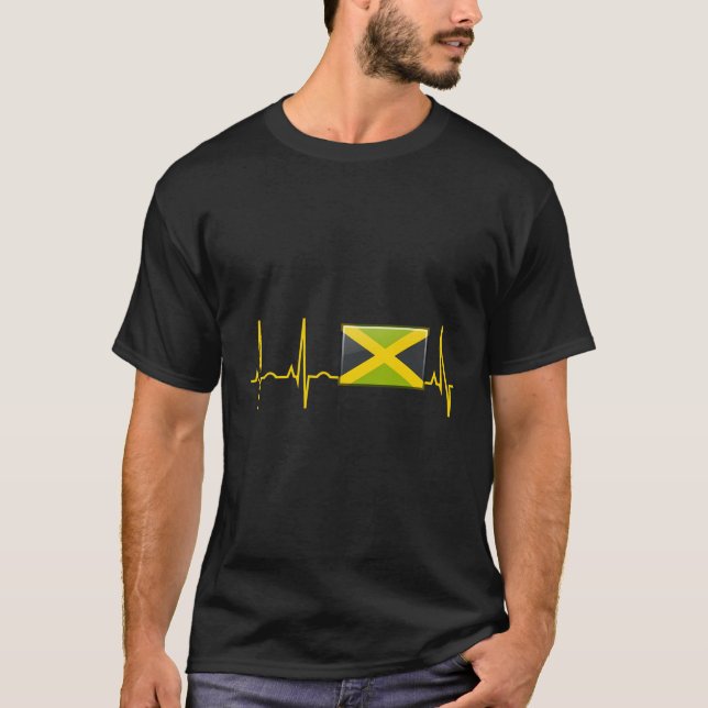 Jamaica Hoodie - Jamaican Heartbeat Hooded T-Shirt (Front)