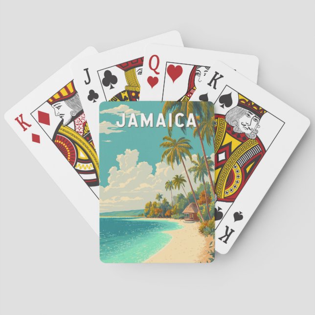 Jamaica Illustration Travel Art Vintage Playing Cards (Back)