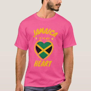 Jamaica Is In My Heart Proud Jamaican Jamaica Flag T-Shirt