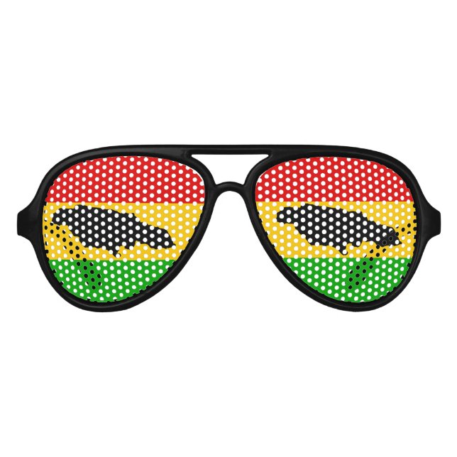 Jamaica Island and Rasta Flag Aviator Sunglasses (Front)