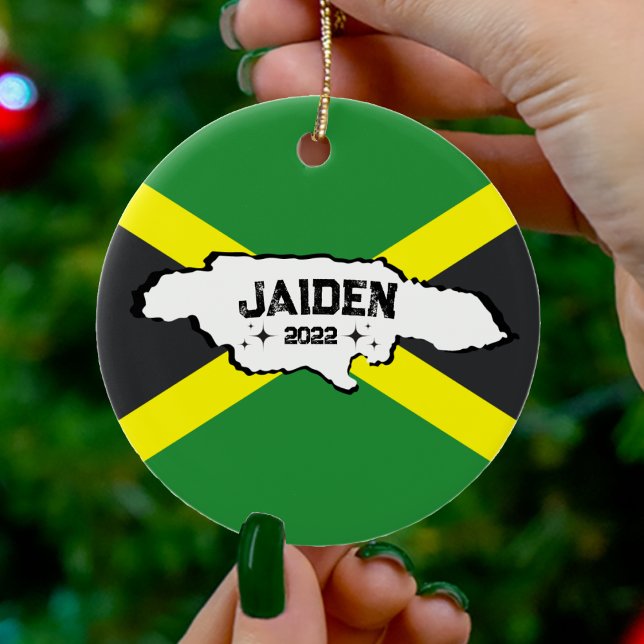 Jamaica Island Jamaican Flag Christmas Ornament (Jamaica Island Map Jamaican Flag Christmas Ornament)